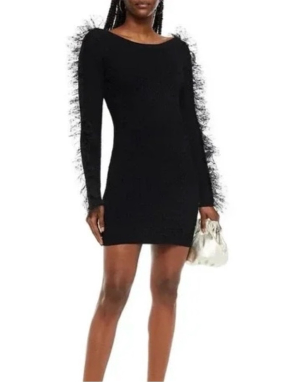 Ronny Kobo Tulle Trimmed Knit Mini Dress